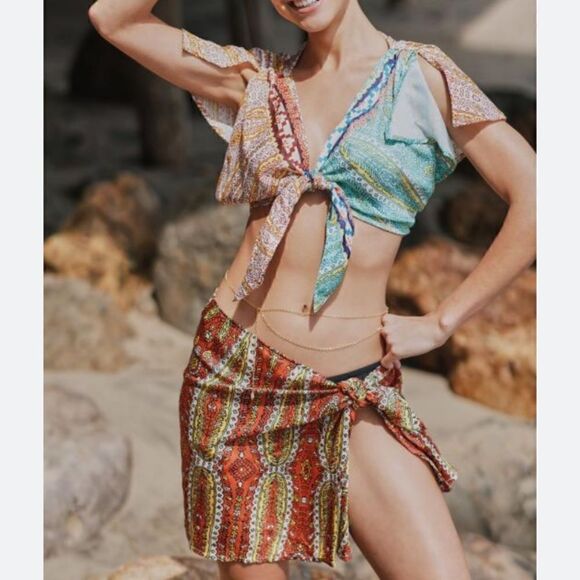 Anthropologie 2 Piece Wrap Cover Up Set | Size M - Picture 1 of 9